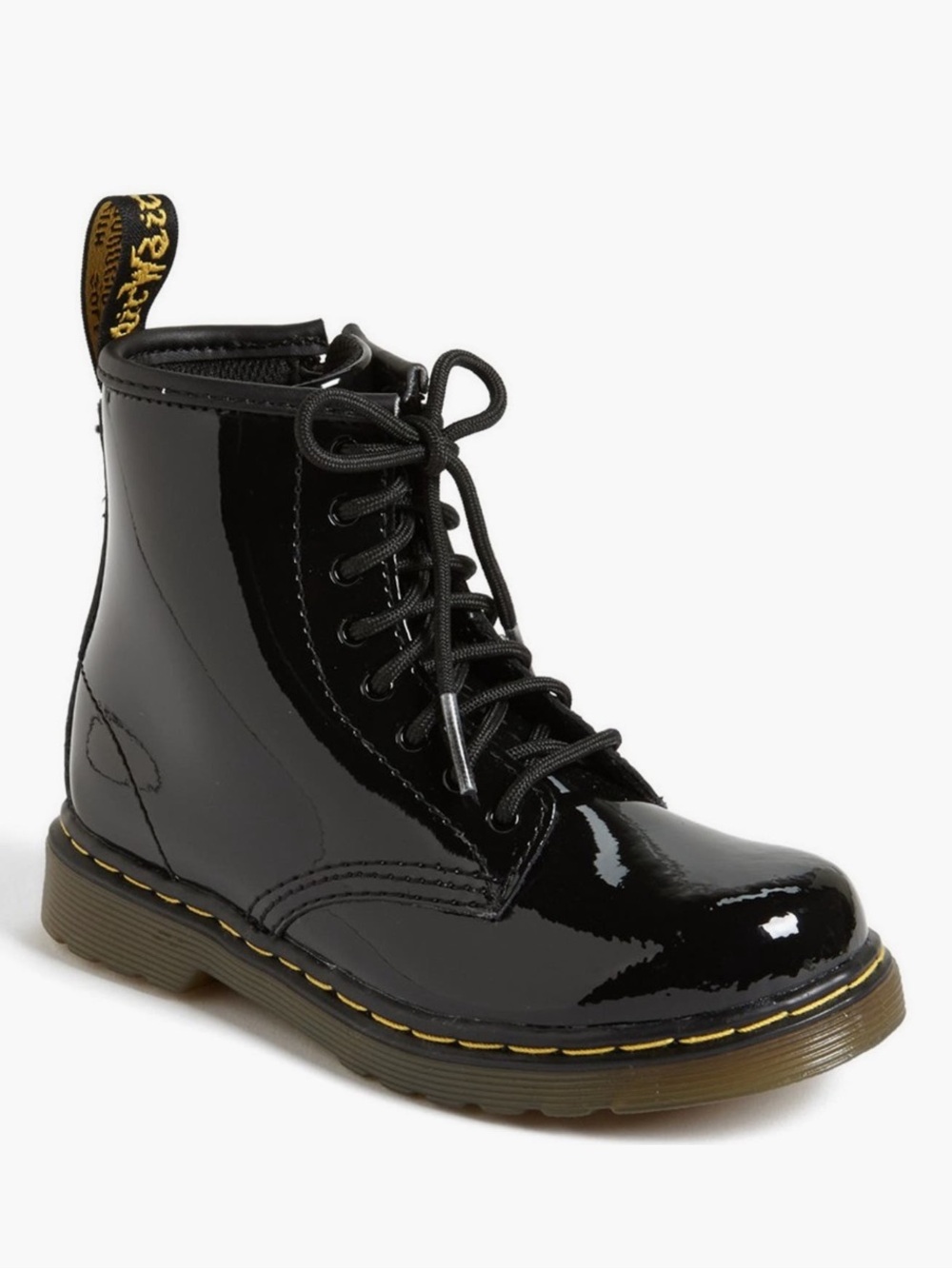 Dr. Martens Kids Black Patent Lace-Up Boots SIZE 6 US / 5 UK Big Kid